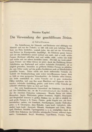 Neuntes Kapitel. Die Verwendung der geschliffenen Steine.
