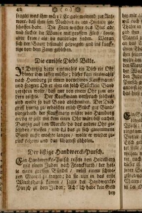 Der listige Handwerck-Pursch. - Ein bewährtes Mittel wider das Zahnweh.