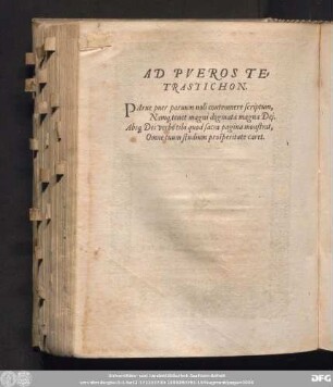 Ad Pueros tetrastichon.