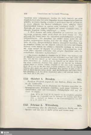 918. 1753, Februar 6. Wittenberg