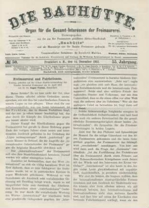 No. 50. Frankfurt a. M., den 14. Dezember 1912. 55. Jahrgang.