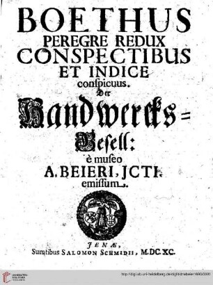 Boethus peregre redux conspectibus et indice conspicuus