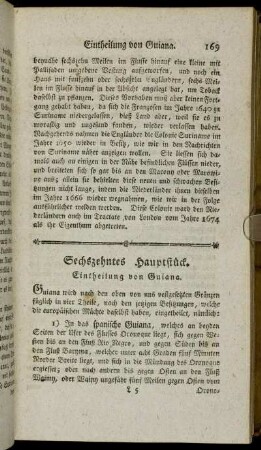Sechszehntes Hauptstück. Eintheilung von Guiana.