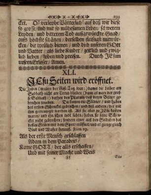 XLI. Jesu Seiten wird eröffnet. - XLV. Jesus wird begraben.