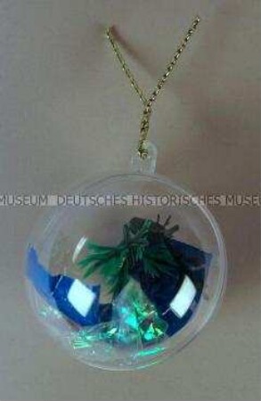 Christbaumschmuck: Kugel mit blauem Kondom