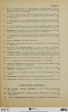 Textilien, Spitzen (Nr. 388-412)