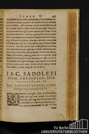 Iac. Sadoleti Episc. Carpentor. Epistolarum Liber XI. Iac Sadoletus Episc. Carp. Georgio Duci Saxoniae S.P.D.