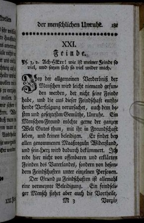 XXI. Feinde. - XXII. Die Ungedult im Unglücke.