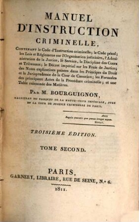 Manuel d'instruction criminelle : contenant le Code criminel ..., 2. 2 Bl., 623 S.