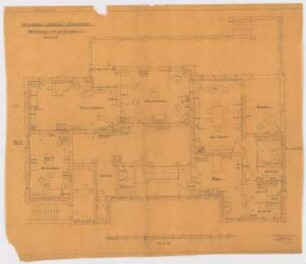 Villa Dr. Richard Schöne, Berlin-Grunewald: Möblierungsplan Erdgeschoss 1:50, 2. Lösung