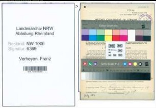 Entnazifizierung Franz Verheyen , geb. 18.08.1888 (Landwirt)