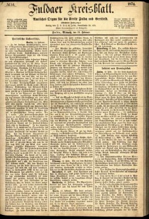 Ausgabe vom Mittwoch, den 18. Februar 1874.