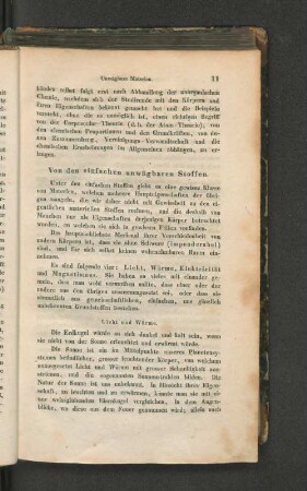 Von den einfachen unwägbaren Stoffen