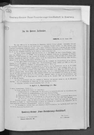 34.1888(1889): Rechnungs-Abschluss für das Geschäftsjahr ... // Hamburg-Bremer Feuer-Versicherungs-Gesellschaft in Hamburg