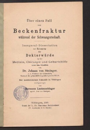 Über einen Fall von Beckenfraktur während der Schwangerschaft