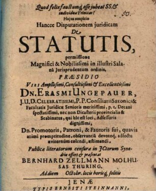 Disp. iur. de statutis