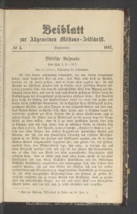 Beiblatt N° 5. September. 1887