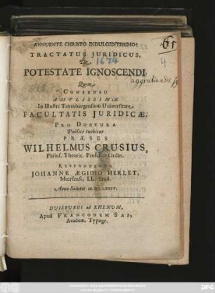 Tractatus Iuridicus, De Potestate Ignoscendi