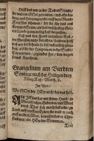 Evangelium am Vierdten Sontage nach der Heiligen drey KönigTag/ Matth. 8.