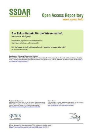 Ein Zukunftspakt für die Wissenschaft