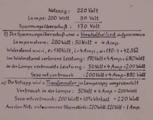 Rechnungen n. Ohmschen Gesetz u. Wattregel