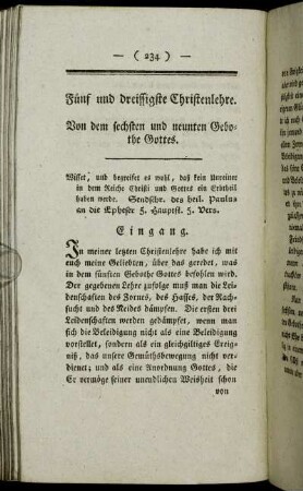 Fünf und dreissigste Christenlehre. Von dem sechsten und neunten Gebothe Gottes.