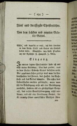 Fünf und dreissigste Christenlehre. Von dem sechsten und neunten Gebothe Gottes.