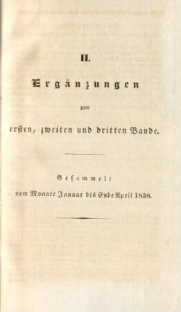 II. Ergänzungen zum ersten, zweiten und dritten Bande