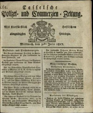 Nr. 61, Mittwoch, den 30sten Julii 1817