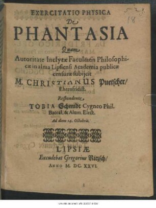 Exercitatio Physica De Phantasia