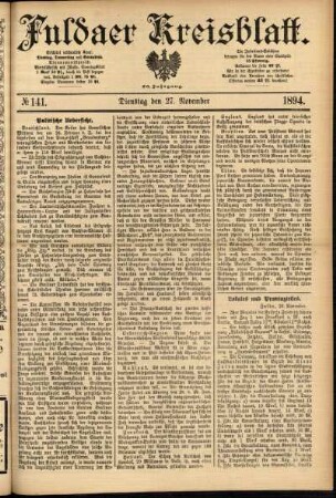 Ausgabe vom Dienstag, den 27. November 1894.