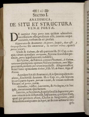 Sectio I. Anatomica, De Situ Et Structura Venæ Portæ.