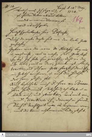 Brief von Heinrich Julius Elers an August Hermann Francke.