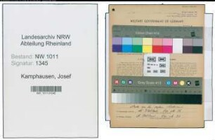 Entnazifizierung Josef Kamphausen , geb. 10.02.1905 (Schneider)
