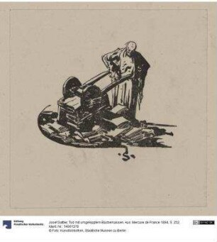 Tod mit umgekipptem Bücherkassen. Aus: Mercure de France 1894, S. 252