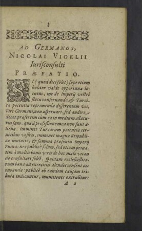 Ad Germanos, Nicolai Vigelii Iurisconsulti Praefatio.
