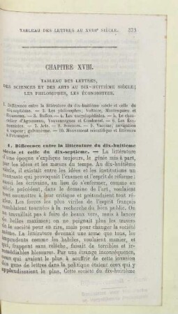 Chapitre XVIII. Tableau des lettres, des sciences et des arts au dix-huitième siècle; les philosophes, les économistes