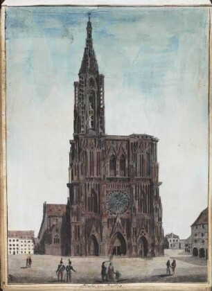 'Münster von Straßburg' Radierung, teilweise aquarelliert