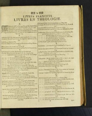 Livres Francoys Livres en Theologie. [u. a.]