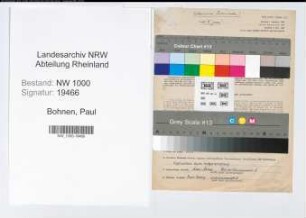 Entnazifizierung Paul Bohnen, geb. 27.06.1906 (Kraftfahrer)