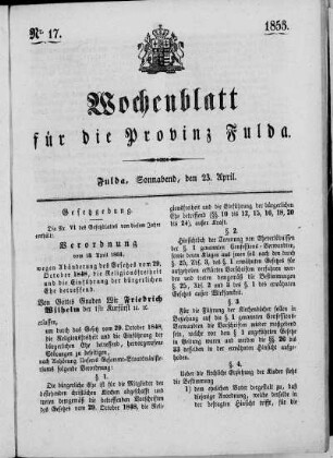 Nr. 17, Ausgabe vom 23. April 1853