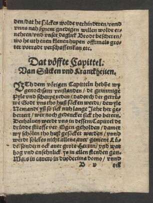 Dat vöffte Capittel. Van Sücken und Kranckheiten.