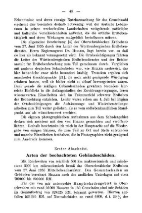 Erster Abschnitt. Arten der beobachteten Gebäudeschäden.