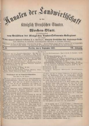 No. 36. Berlin, den 4. September 1867. VII. Jahrgang.