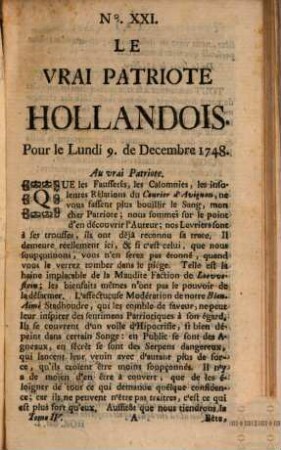 Le Vrai Patriote Hollandois Ou Reflexions Sur les Affaires présentes de l'Europe, 4
