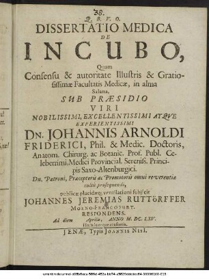 Dissertatio Medica De Incubo