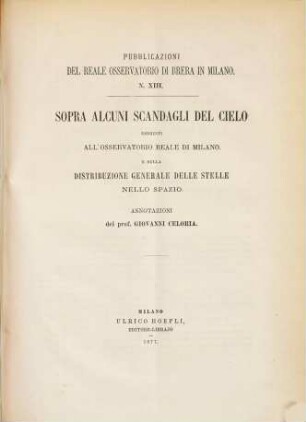 Pubblicazioni del Reale Osservatorio Astronomico di Brera in Milano. XIII