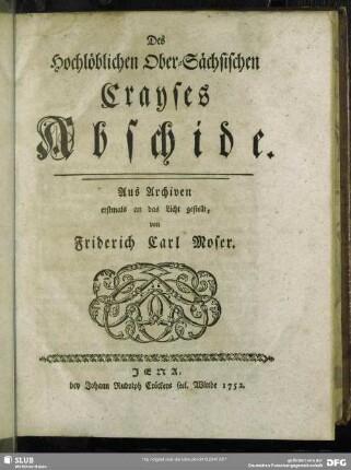 Des hochlöblichen Ober-Sächsischen Crayses Abschide