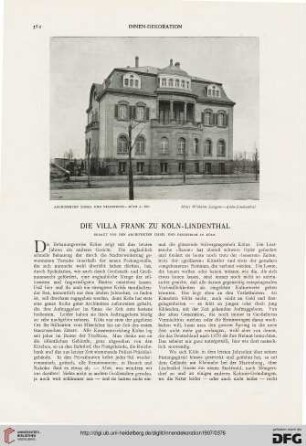 Die Villa Frank zu Köln-Lindenthal: erbaut von den Architekten Ziesel und Friederich in Köln