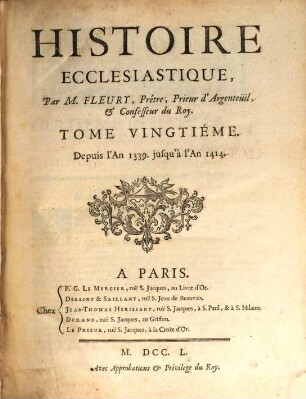 Histoire Ecclésiastique, 20. Depuis l'An 1339. jusqu'à l'An 1414